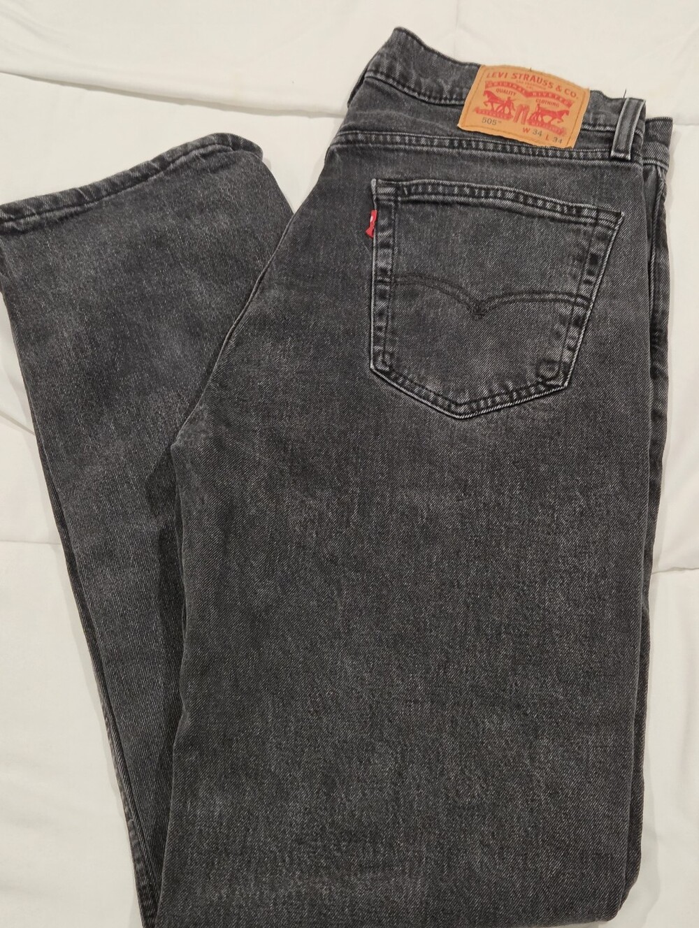 Levi's 505 Regular Fit Straight Leg Jeans W34 L34 Faded Black